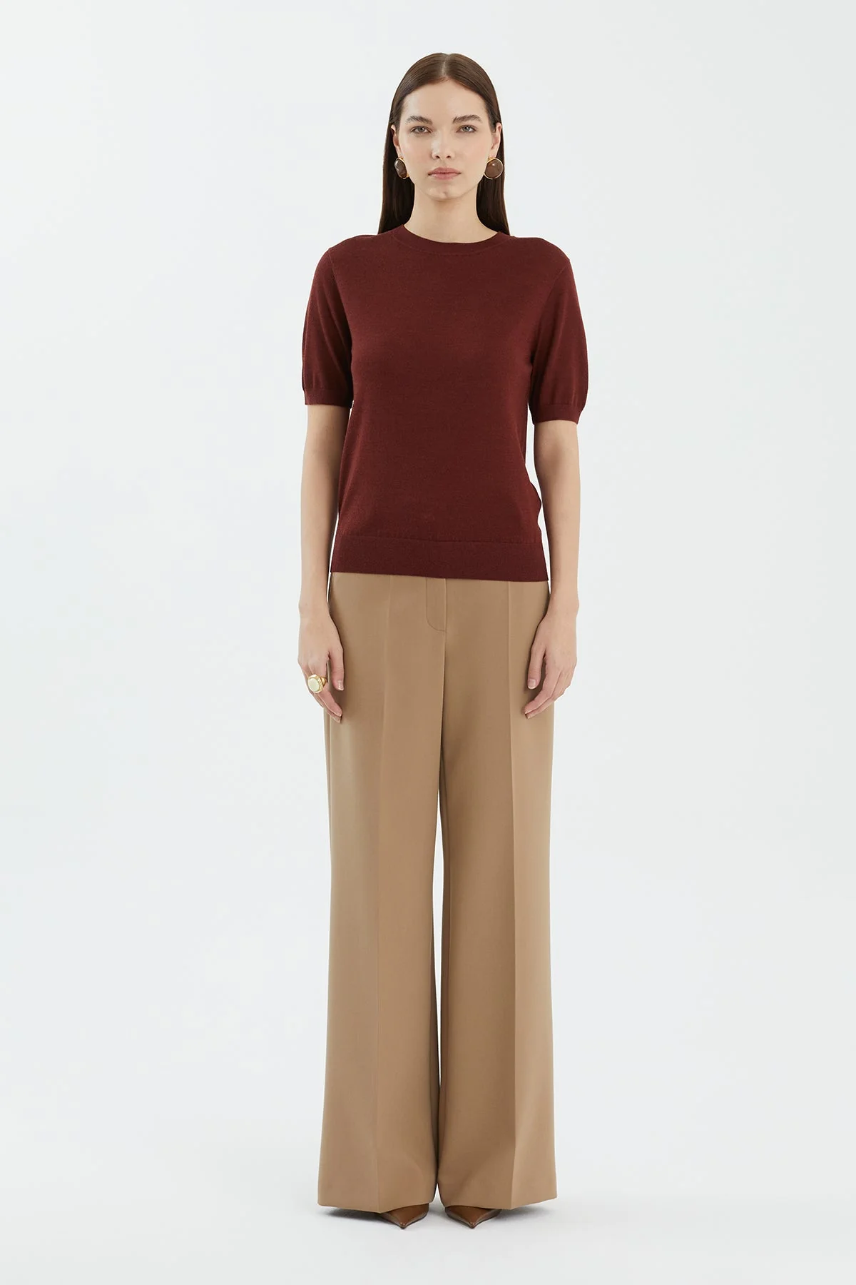 Brown Wool Silk Blend Knit