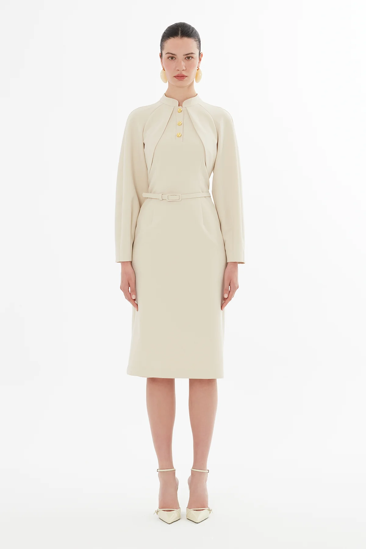 Midi Dress with Bolero Look and Belt