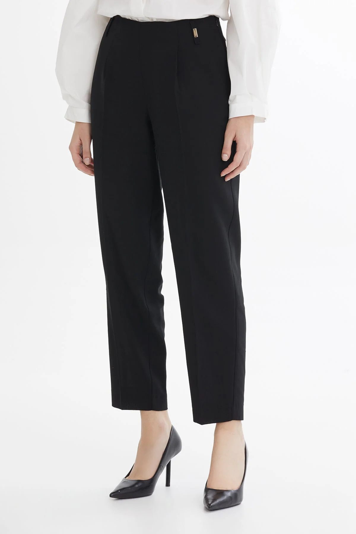 Black Ankle-Length Straight-Leg Trousers - Image 4