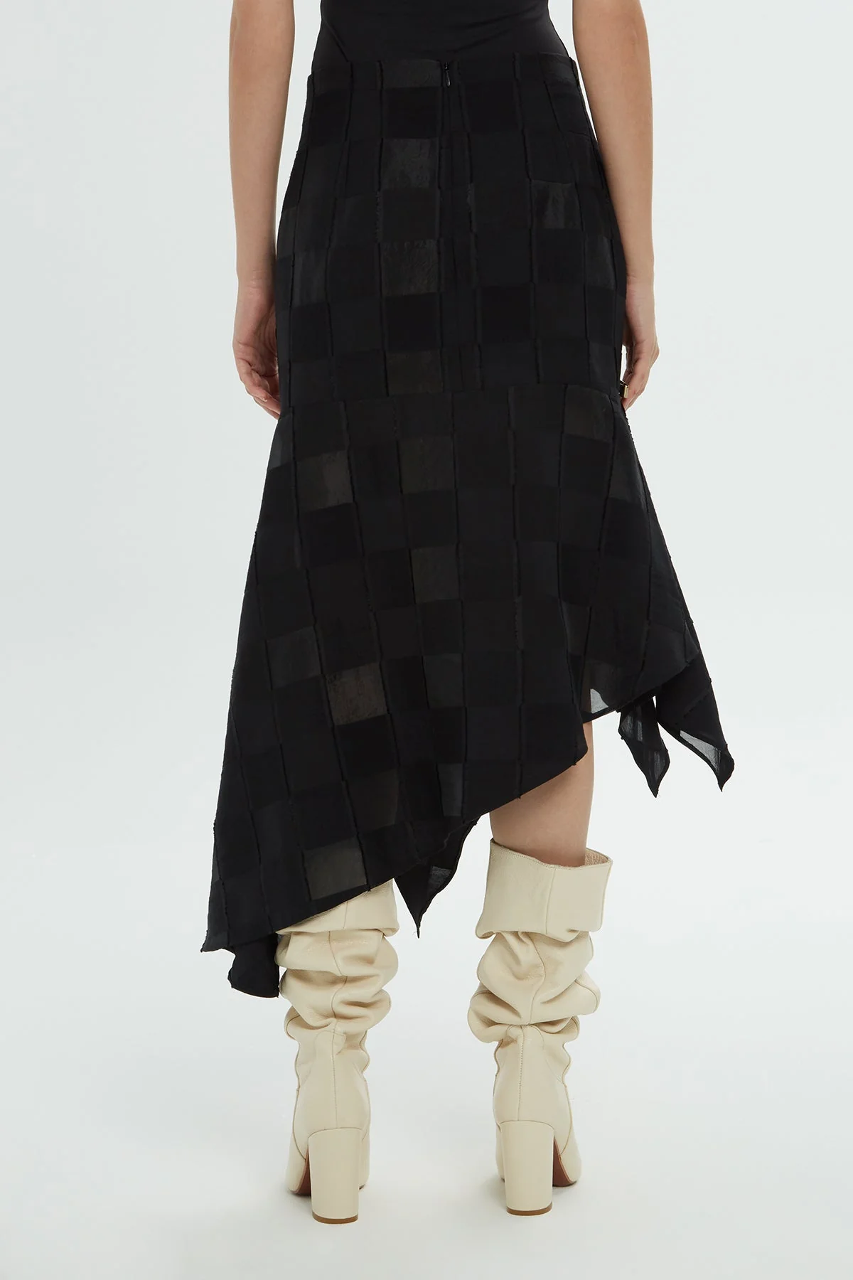 Black Asymmetric Midi Skirt - Image 4