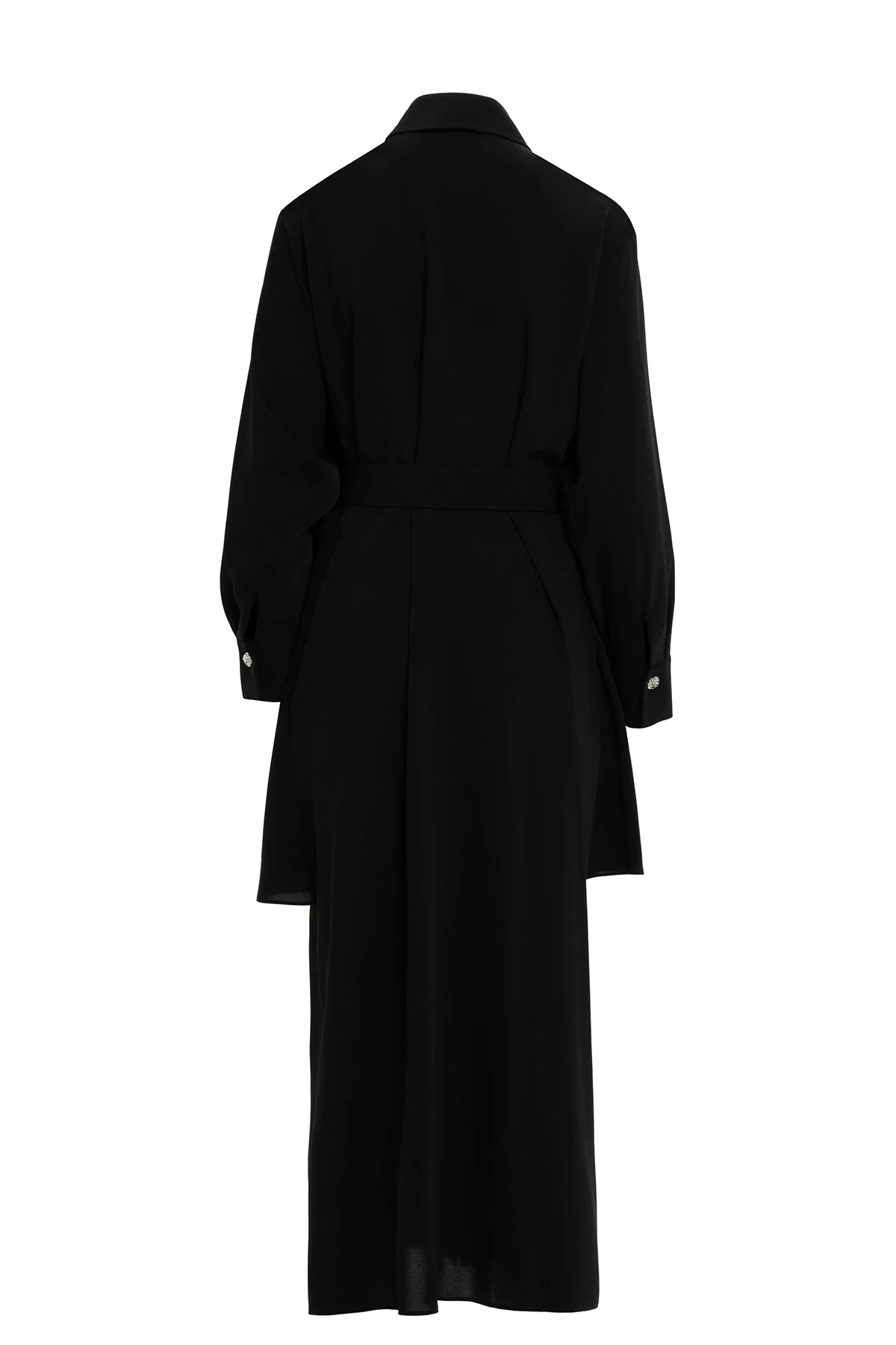 Black Asymmetrical Dress with Belt Detail - Image 3