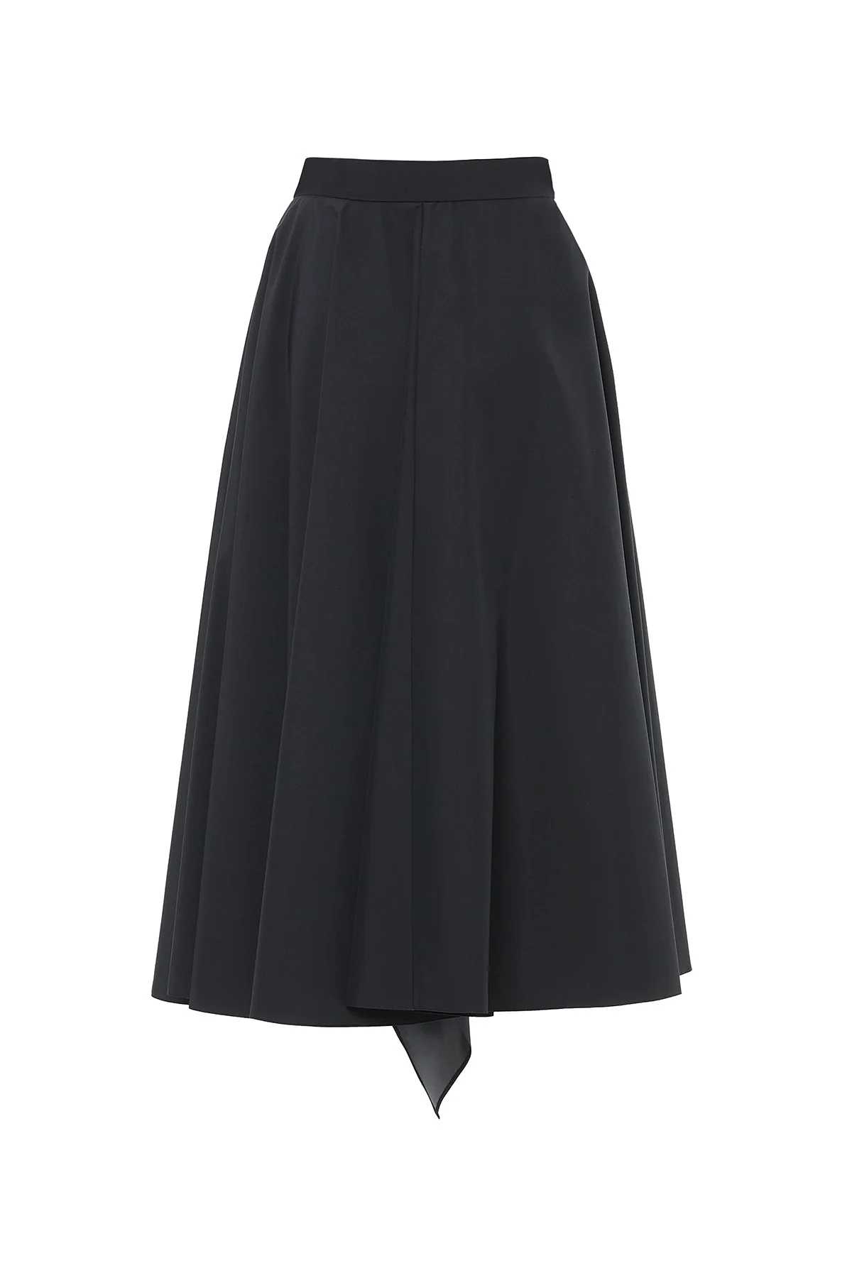 Black Asymmetrical Gathered Midi Skirt - Image 3