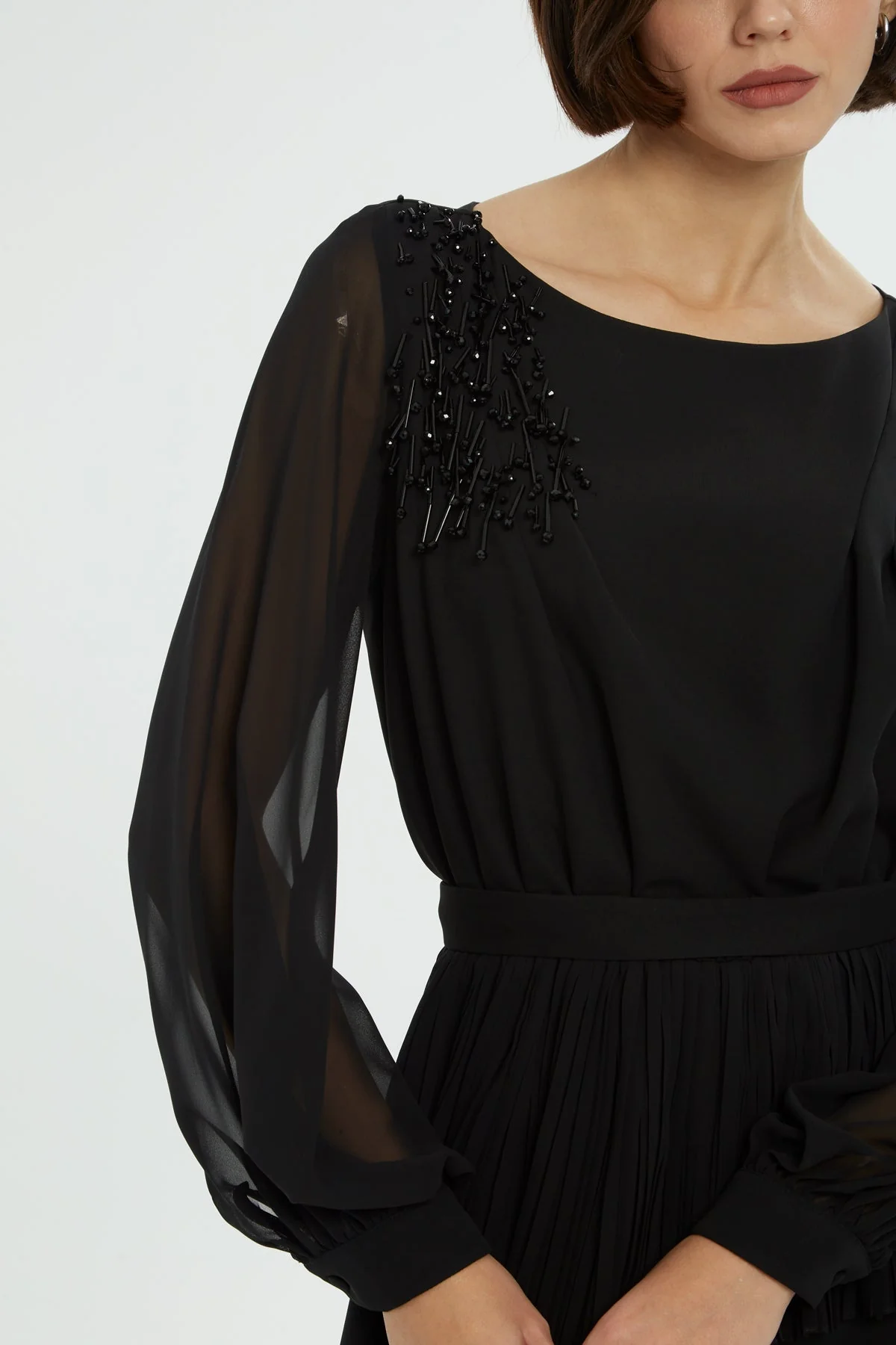 Black Beaded Maxi Dress - Image 2