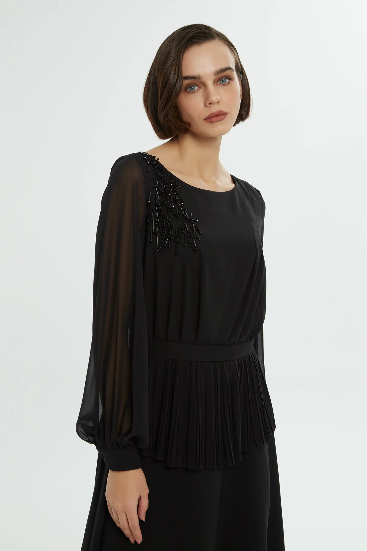 Black Beaded Maxi Dress - Image 3
