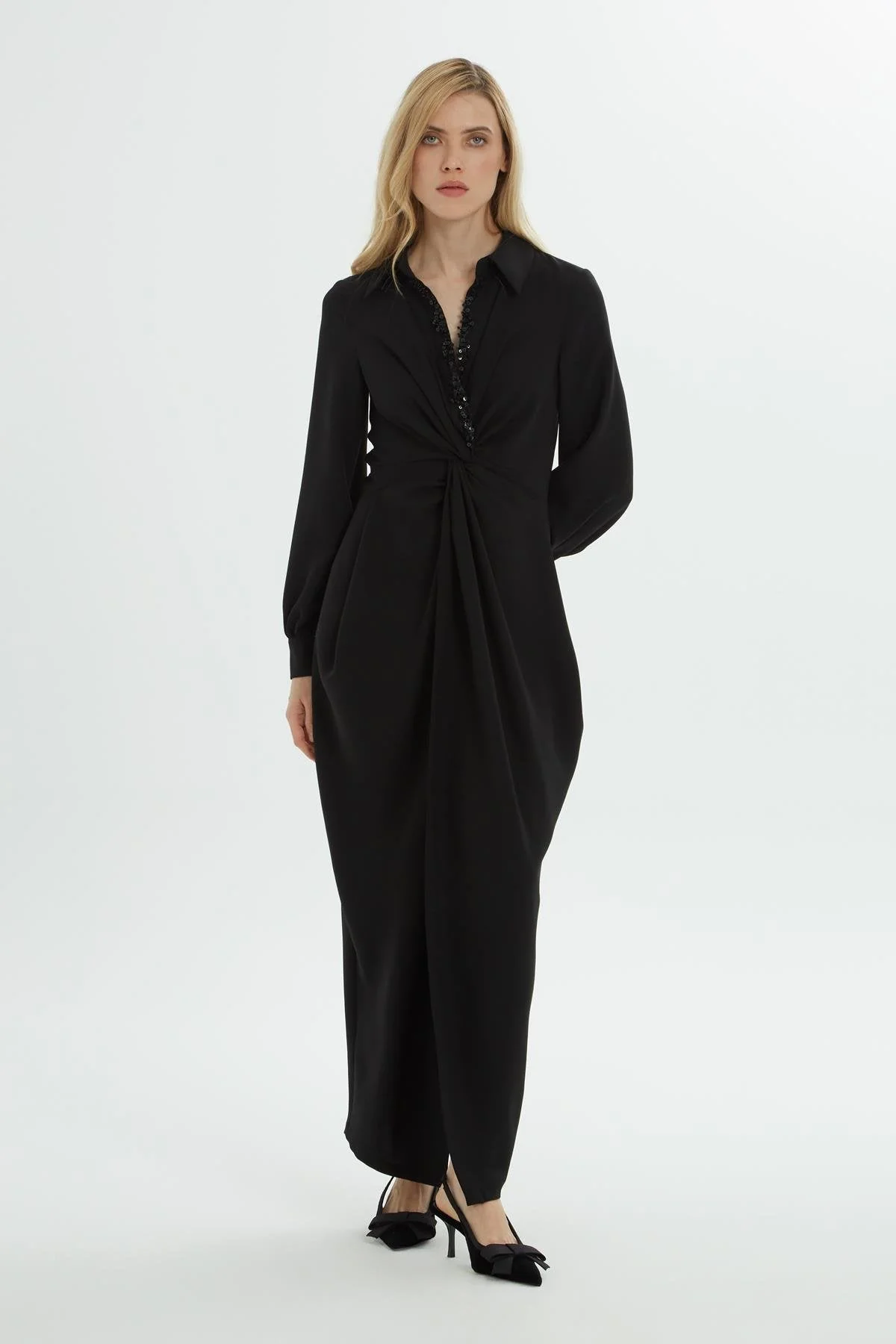 Black Beadwork Maxi Dress