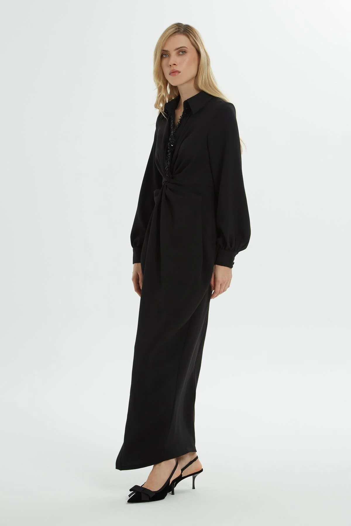 Black Beadwork Maxi Dress - Image 3