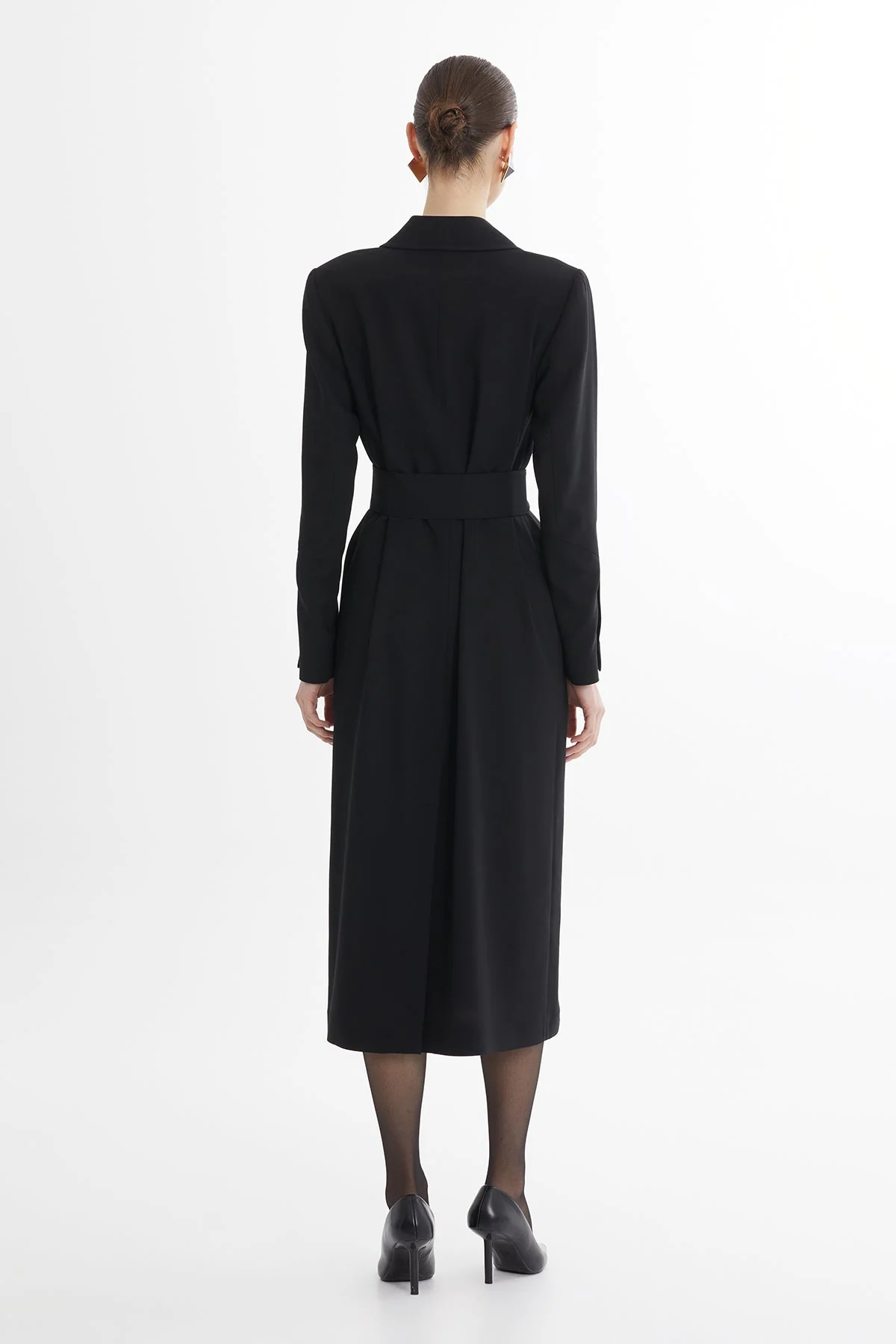 Black Belted Wool-Linen Jacket - Image 4