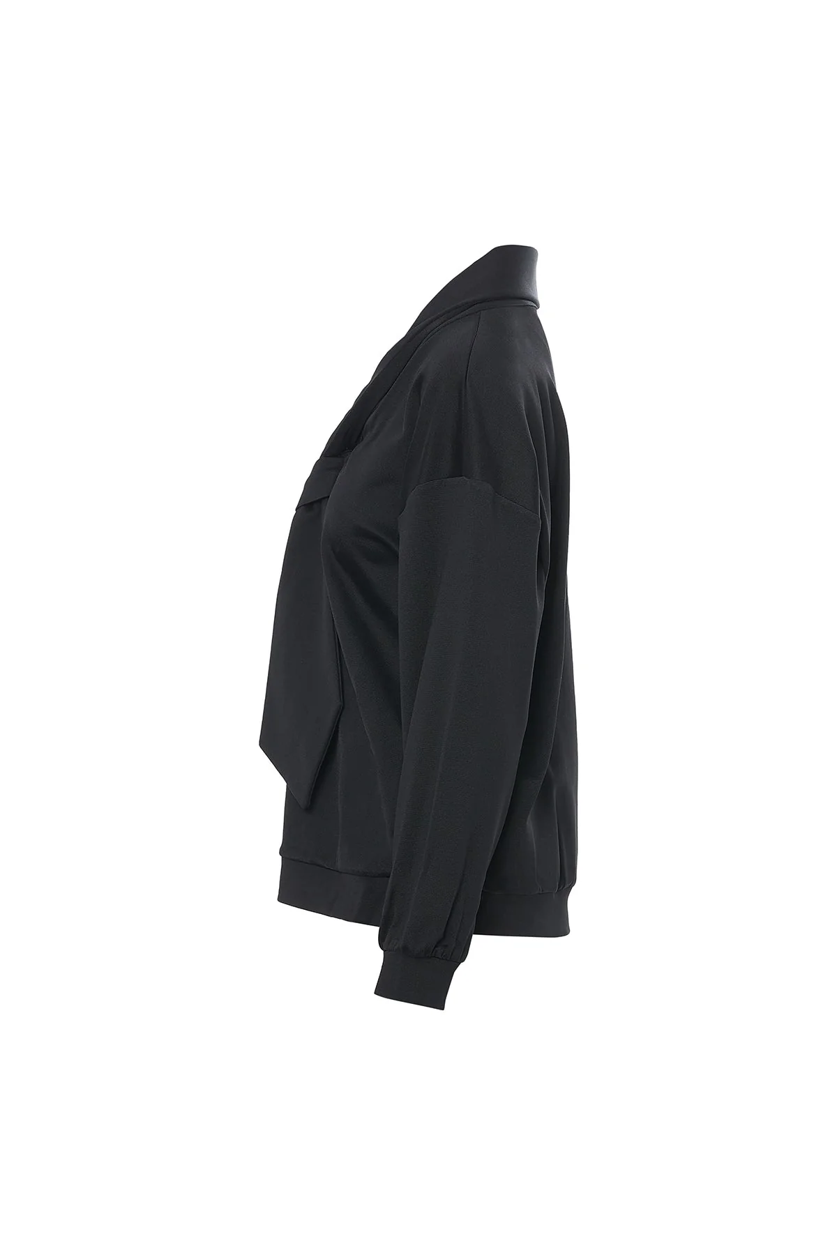 Black Blouse with Front Tie Detail - Image 2