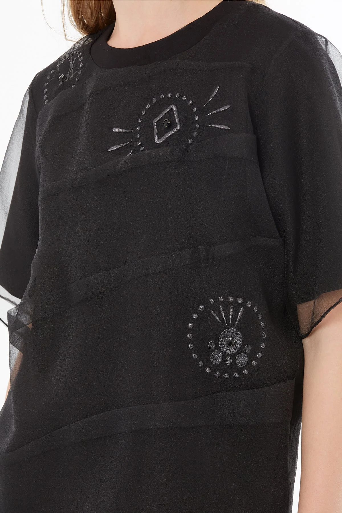 Black Blouse with Sheer Details - Image 3