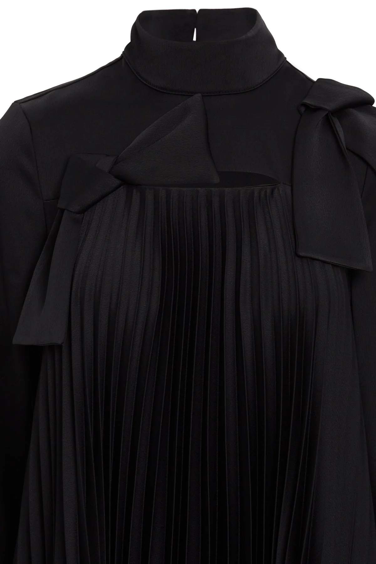 Black Bow-Detail Pleated Midi Dress - Image 3