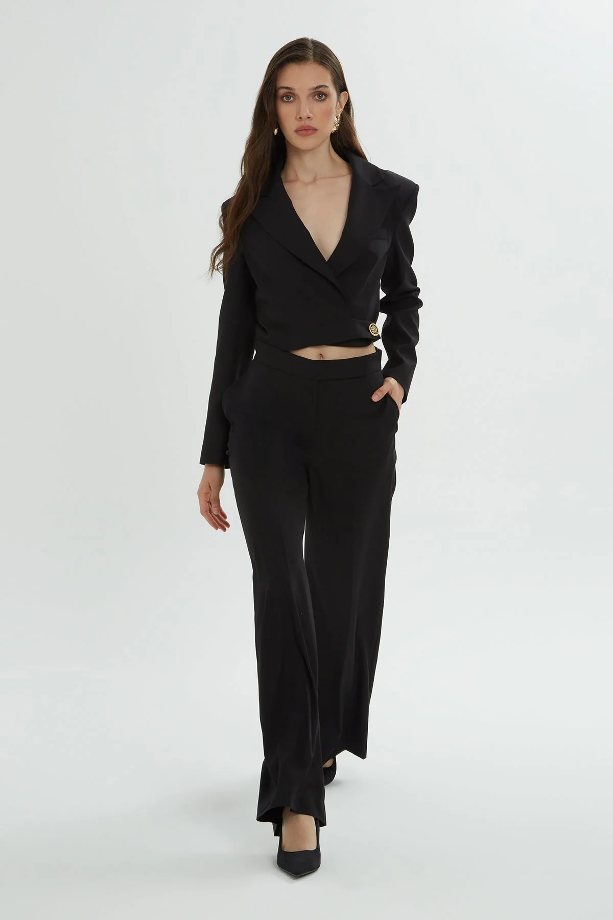 Black Button-Detail Co-Ord Set