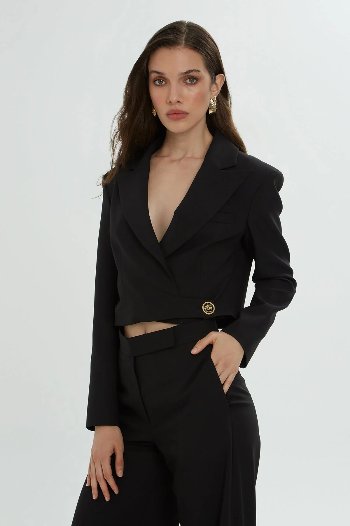 Black Button-Detail Co-Ord Set - Image 3
