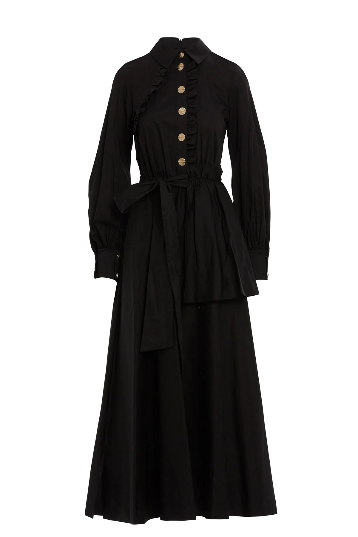 Black Button-Detail Maxi Dress