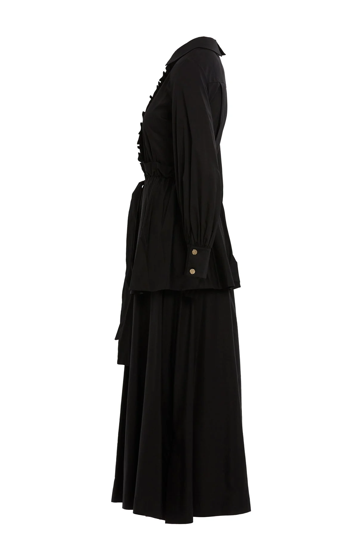 Black Button-Detail Maxi Dress - Image 2