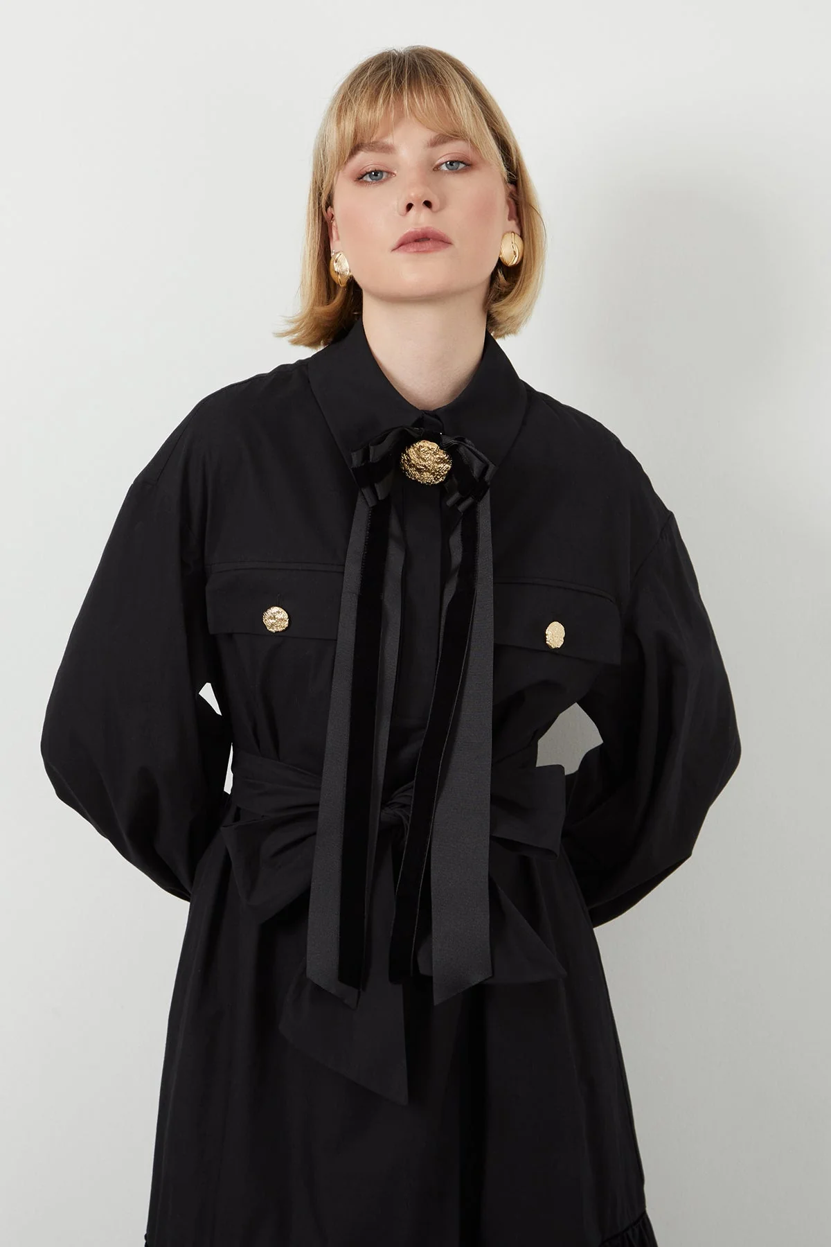 Black Button-Detail Midi Dress - Image 3