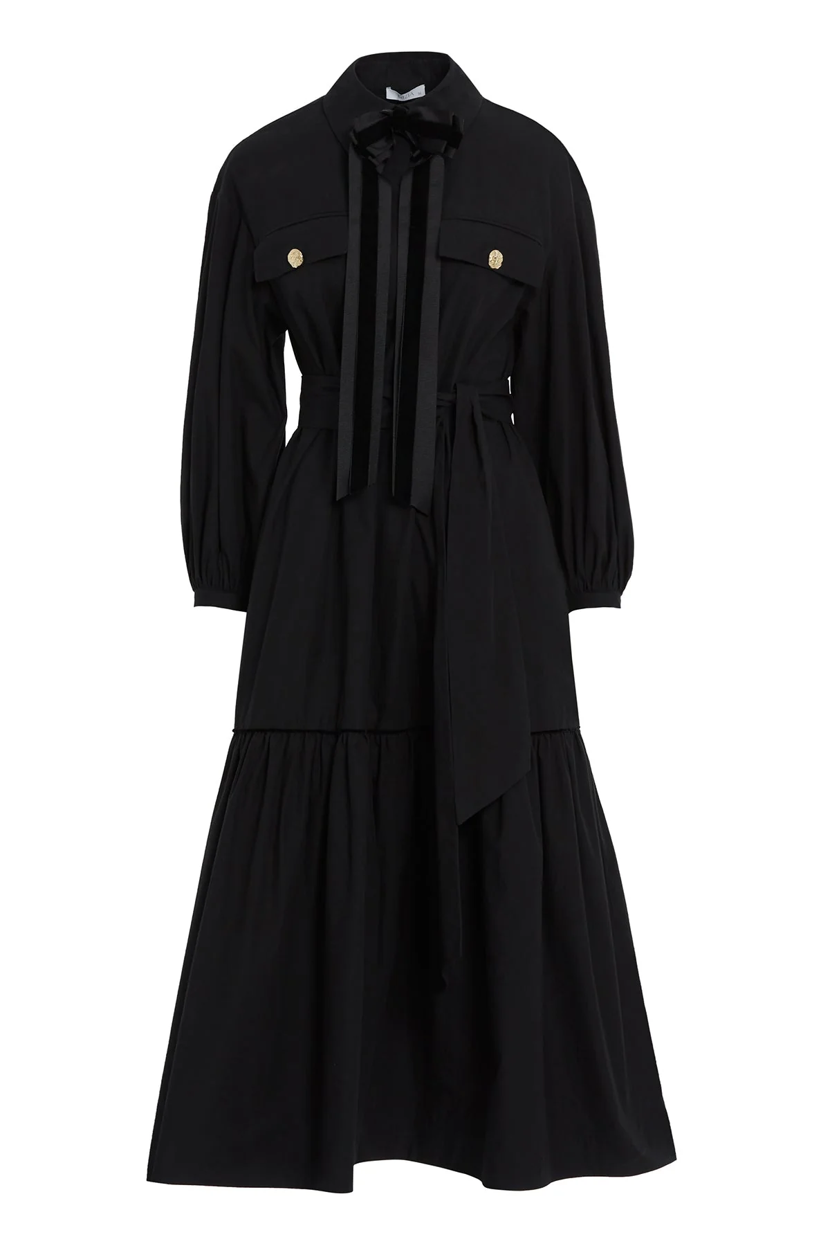 Black Button-Detail Midi Dress - Image 5