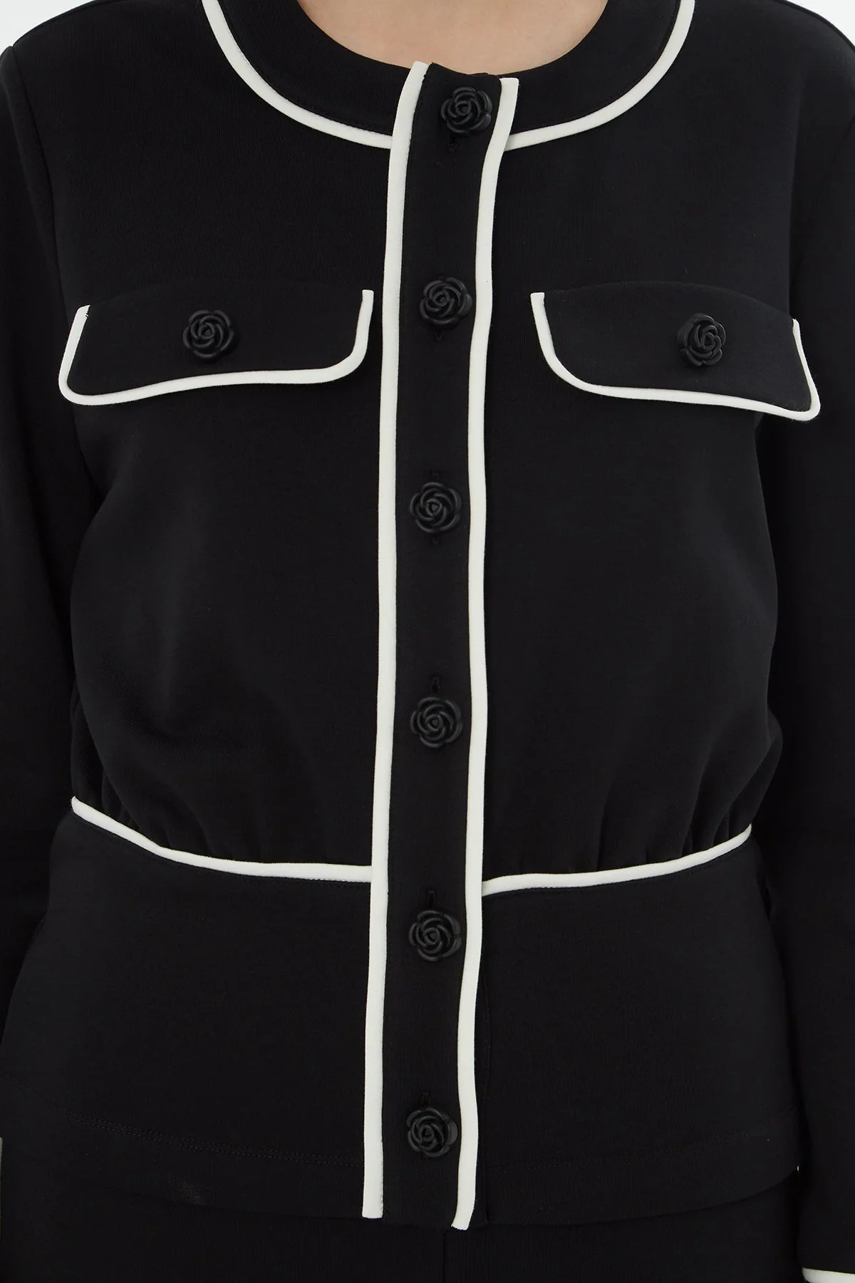 Black Button-Down Cardigan Detail Set - Image 2