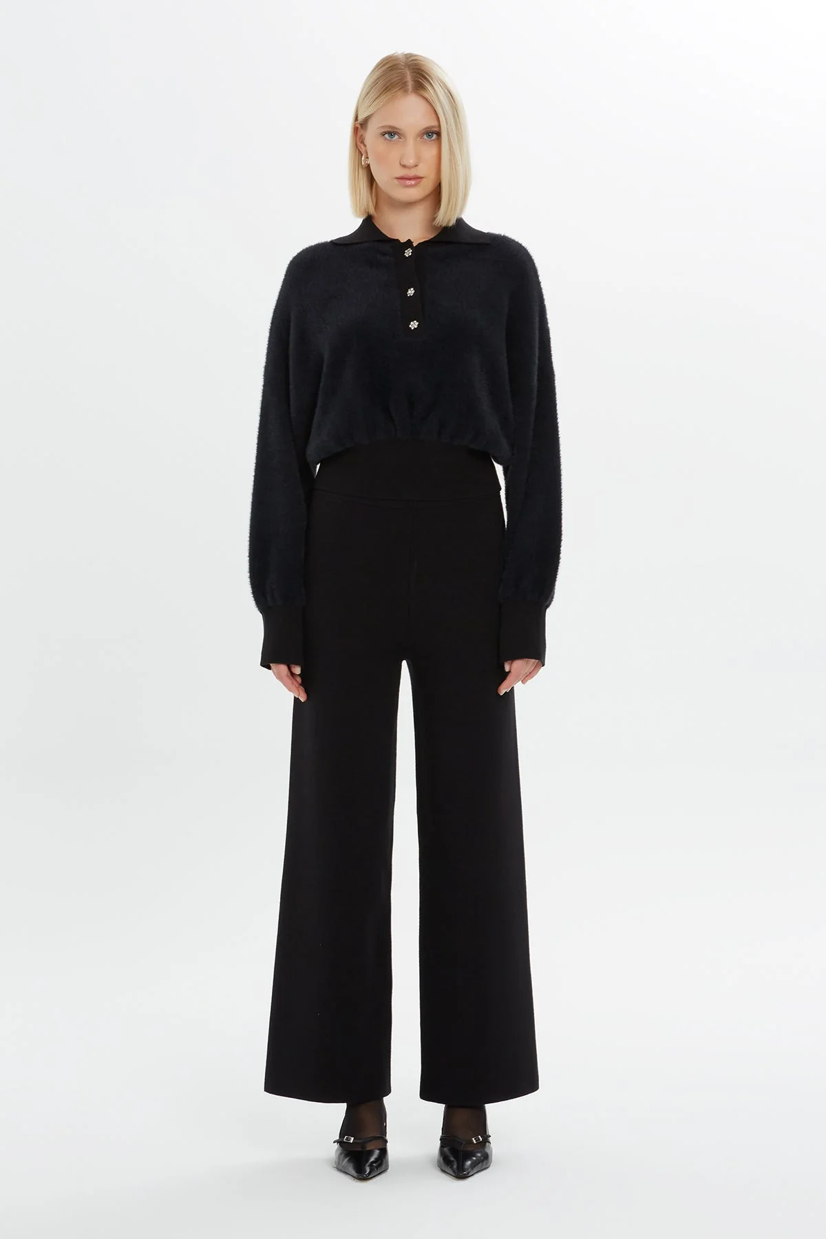 Black Collared Button Sweater - Image 3
