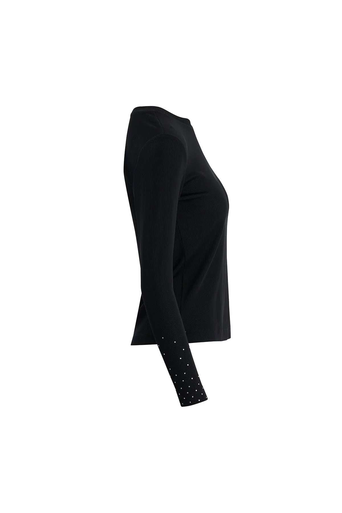 Black Crystal Appliqué Detail Blouse - Image 2