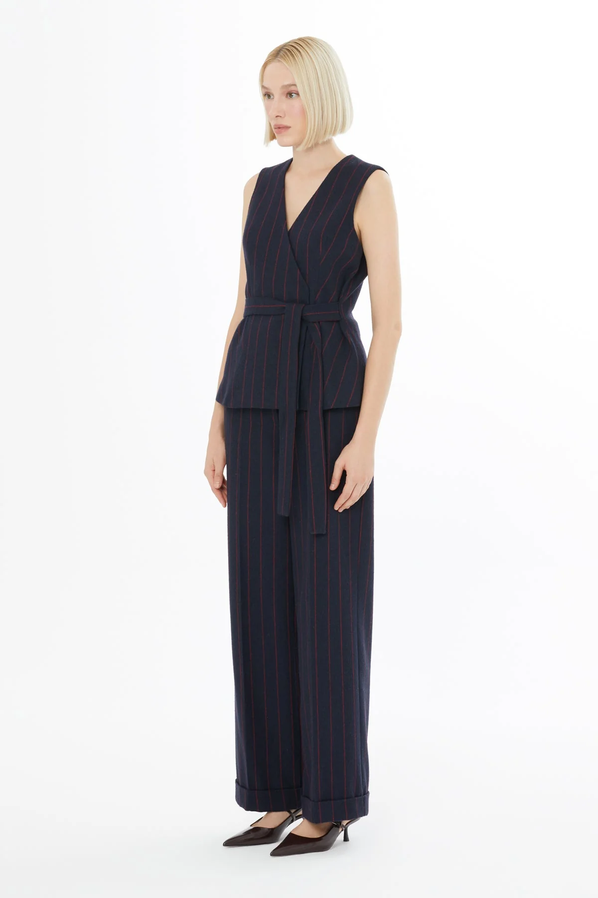 Black Drawstring V-Neck Vest - Image 3