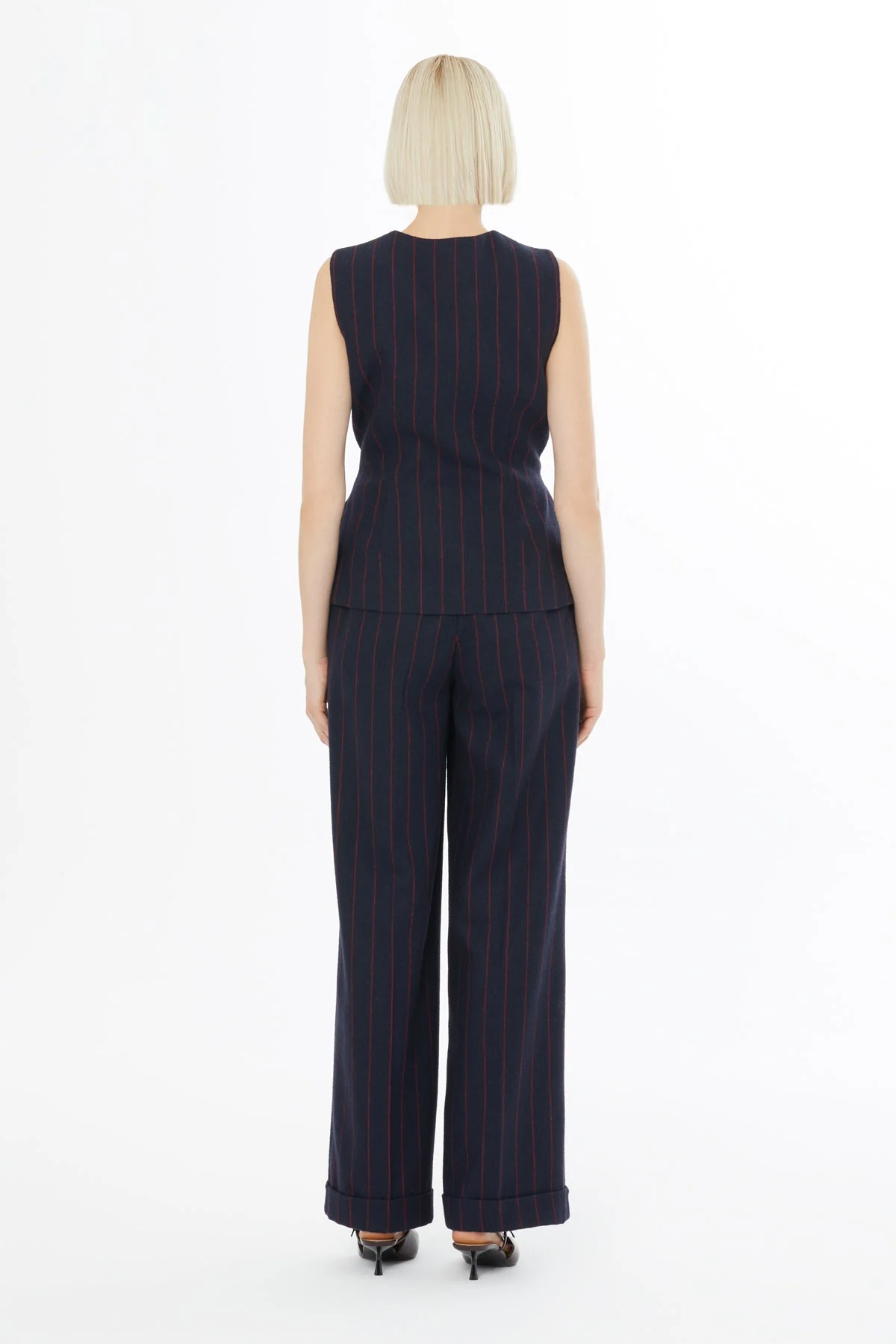 Black Drawstring V-Neck Vest - Image 4