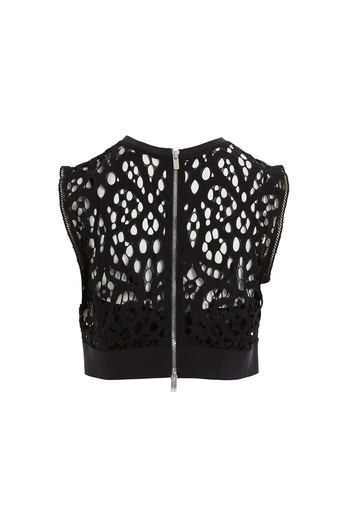 Black Elastic-Hem Lace Blouse with Bustier - Image 7