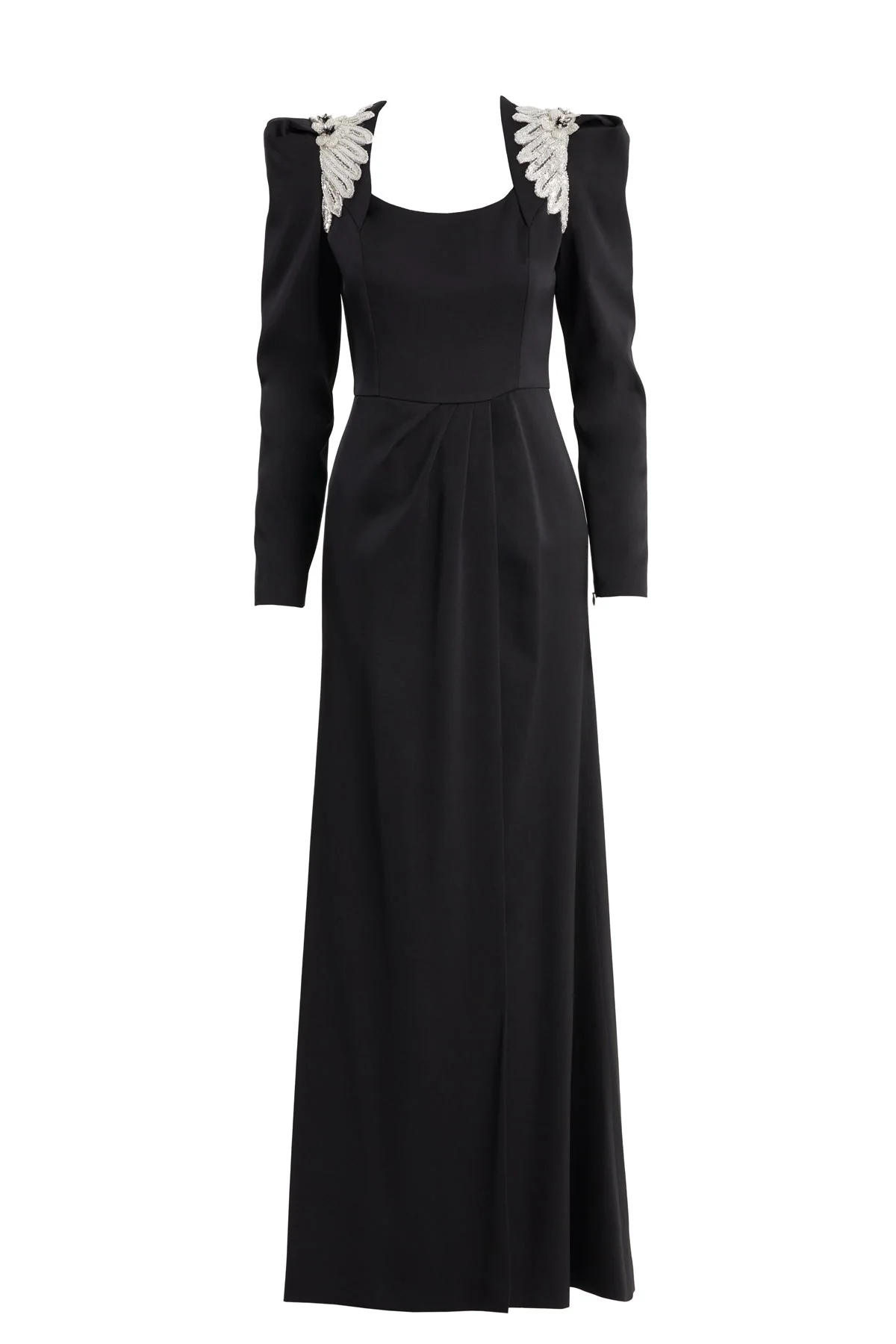 Black Embellished Slit Detail Dress