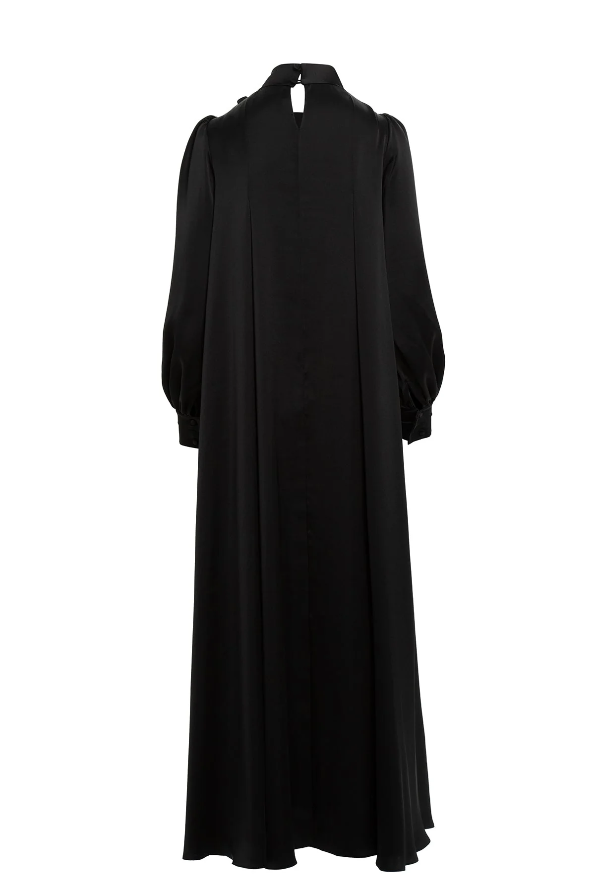Black Embroidered-Collar Bow-Detail Maxi Dress - Image 3