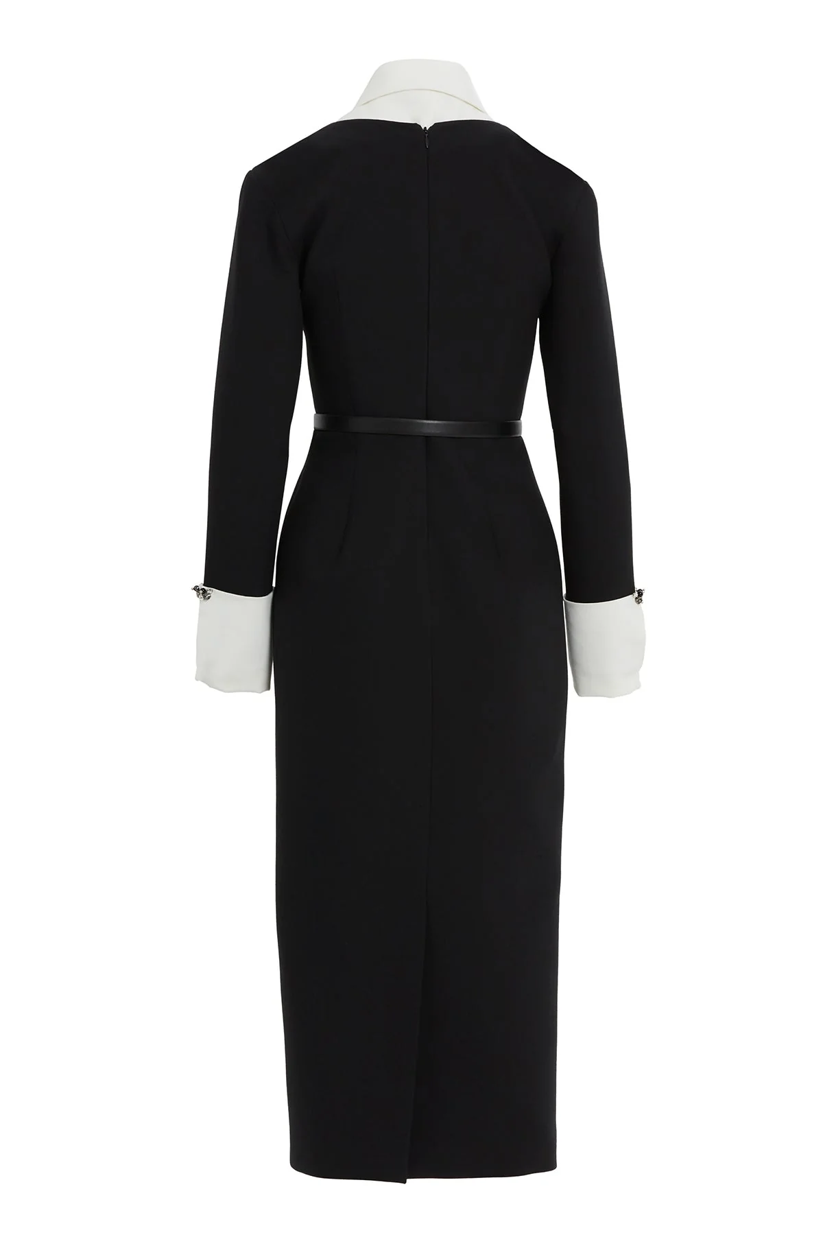 Black Embroidered-Collar Midi Dress - Image 6