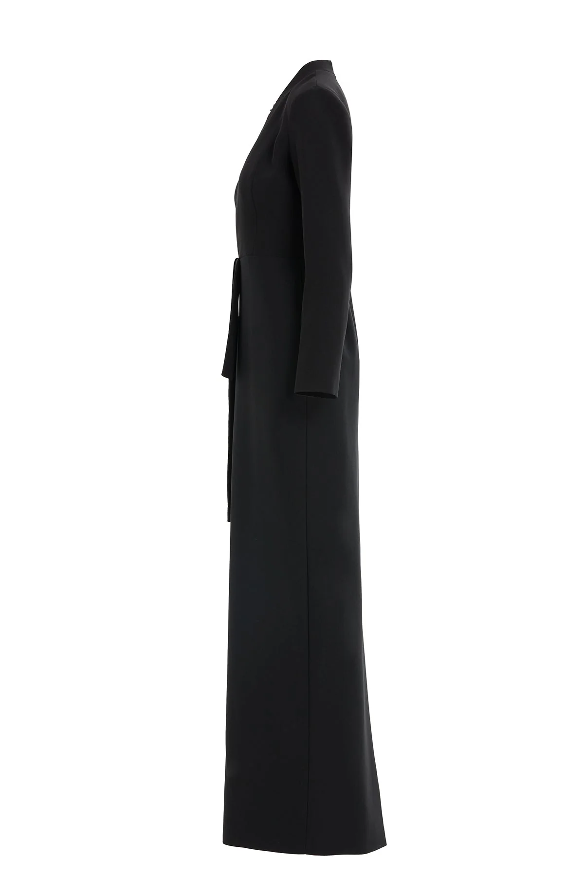 Black Embroidered-Collar V-Neck Maxi Dress - Image 2