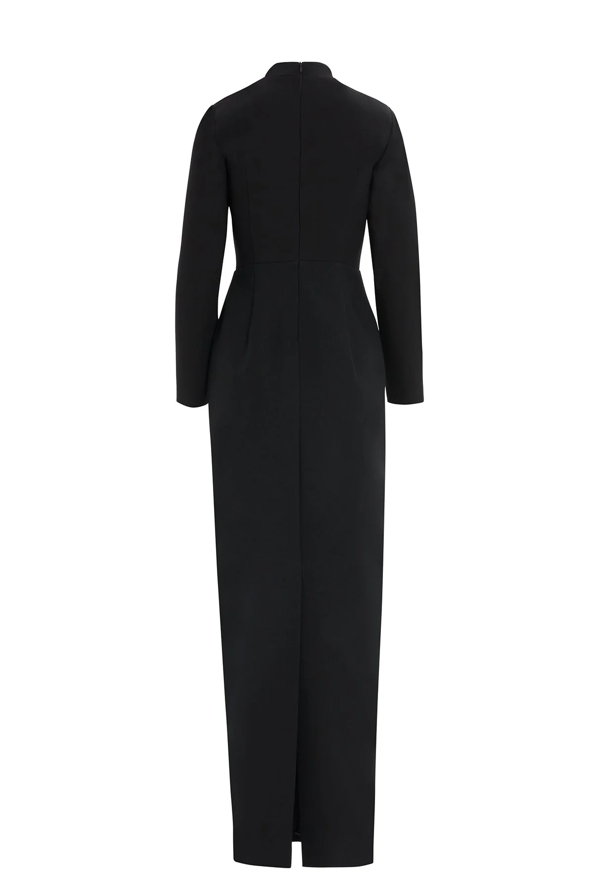 Black Embroidered-Collar V-Neck Maxi Dress - Image 3