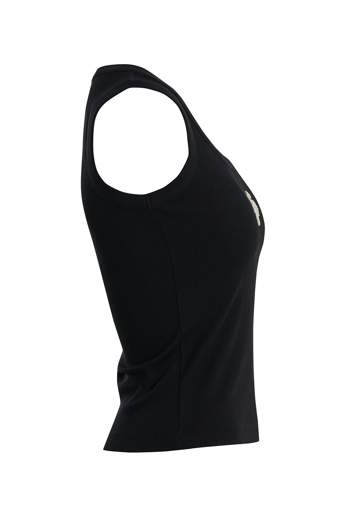 Black Embroidered Detail Tank Top - Image 2