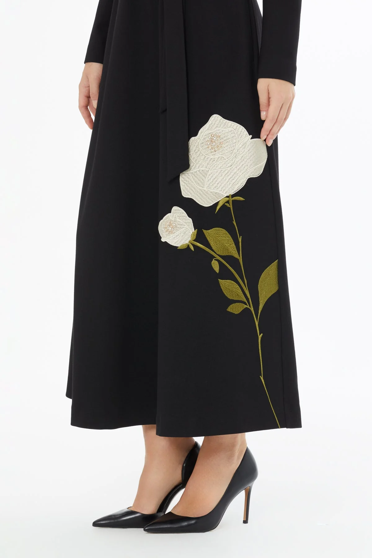 Black Embroidered Floral Maxi Dress - Image 2