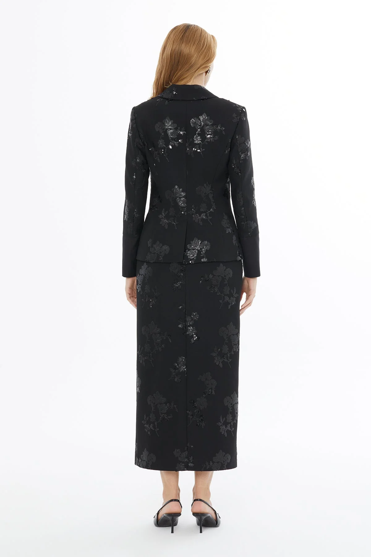 Black Embroidered Jacket with Button Closure - Image 4