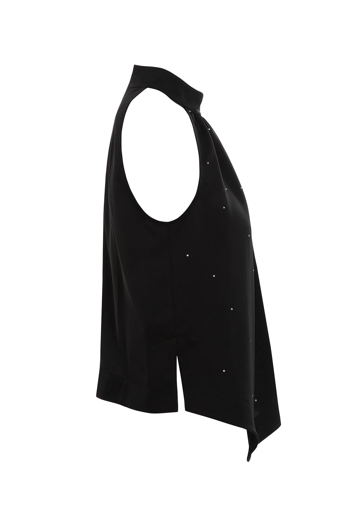 Black Halter Neck Stone Detail Blouse - Image 2