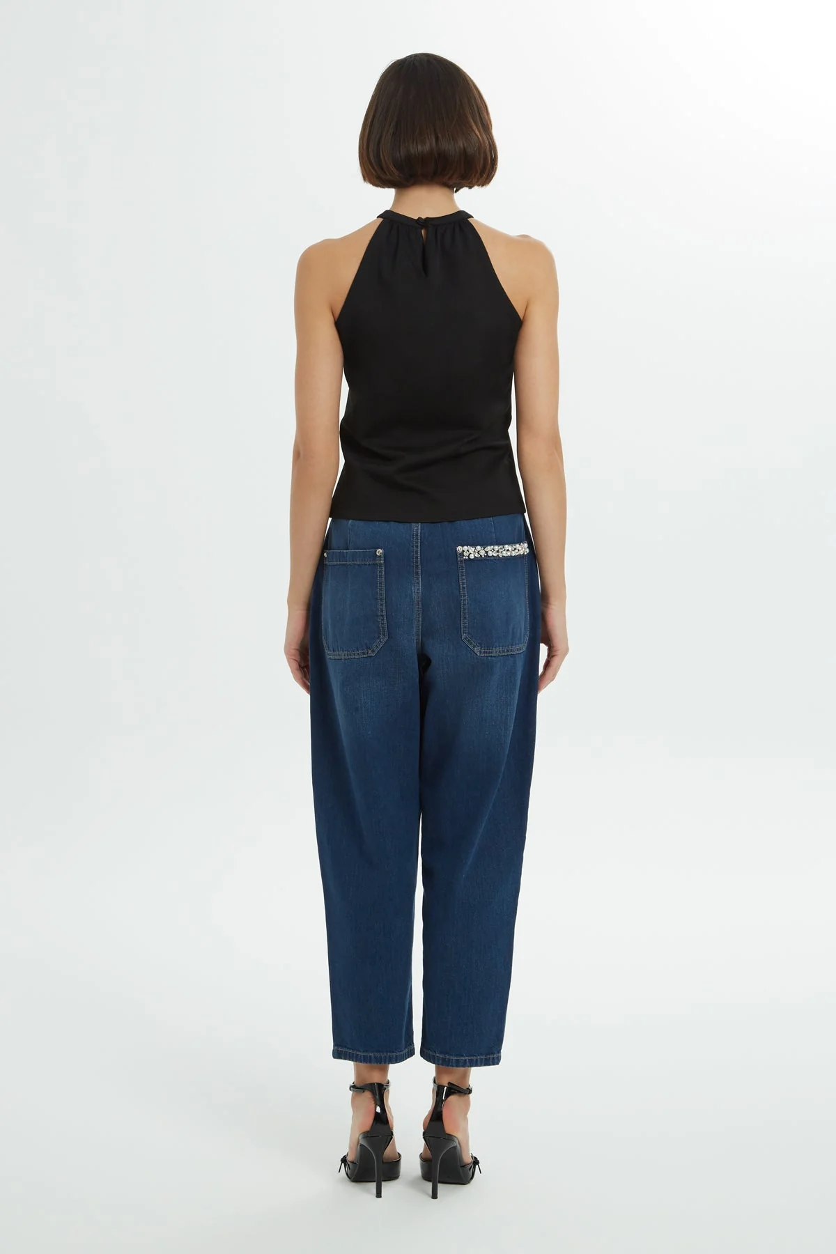 Black Halter Neck Teardrop Blouse - Image 5