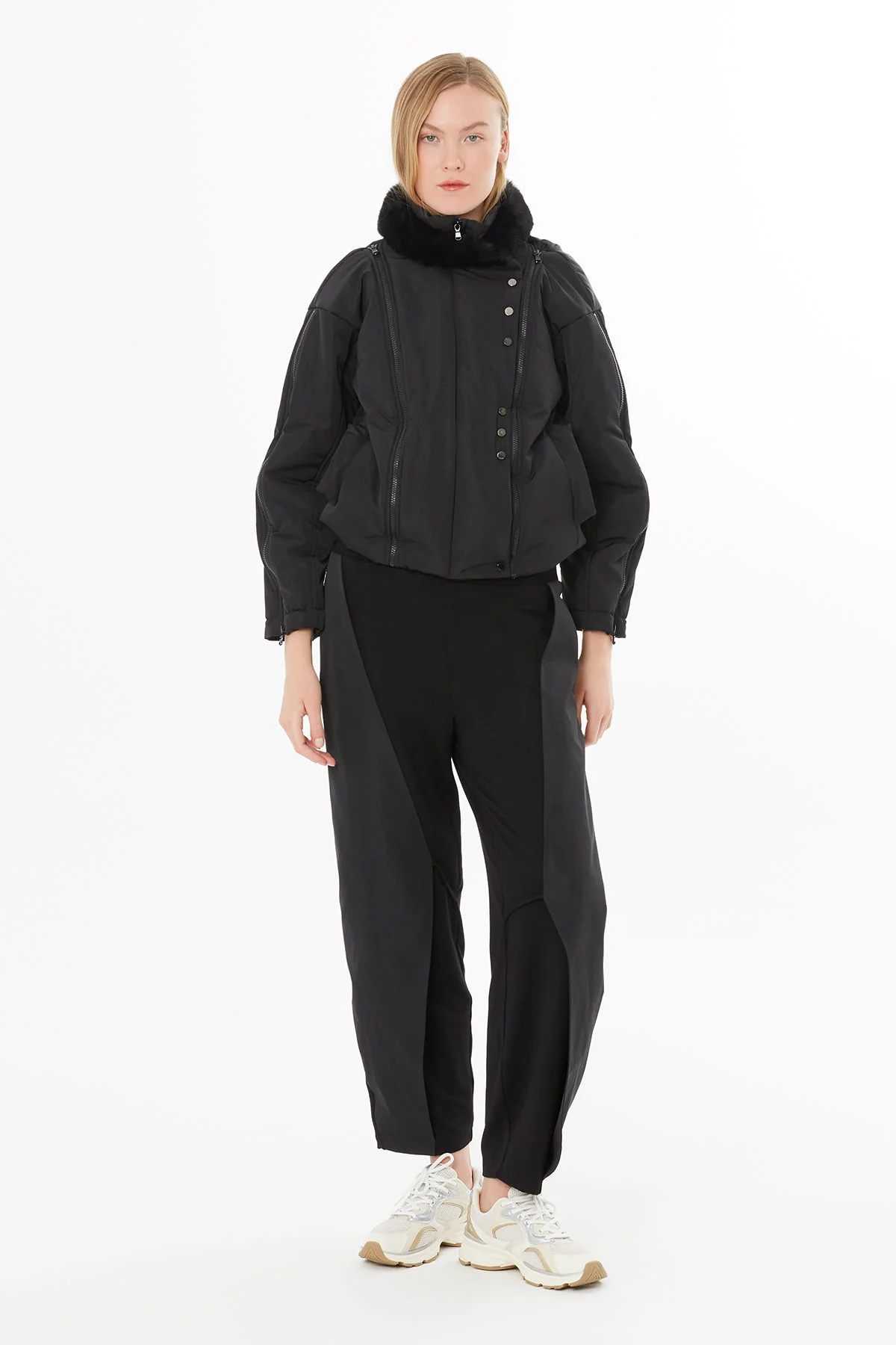 Black High-Collar Jacket - Image 3