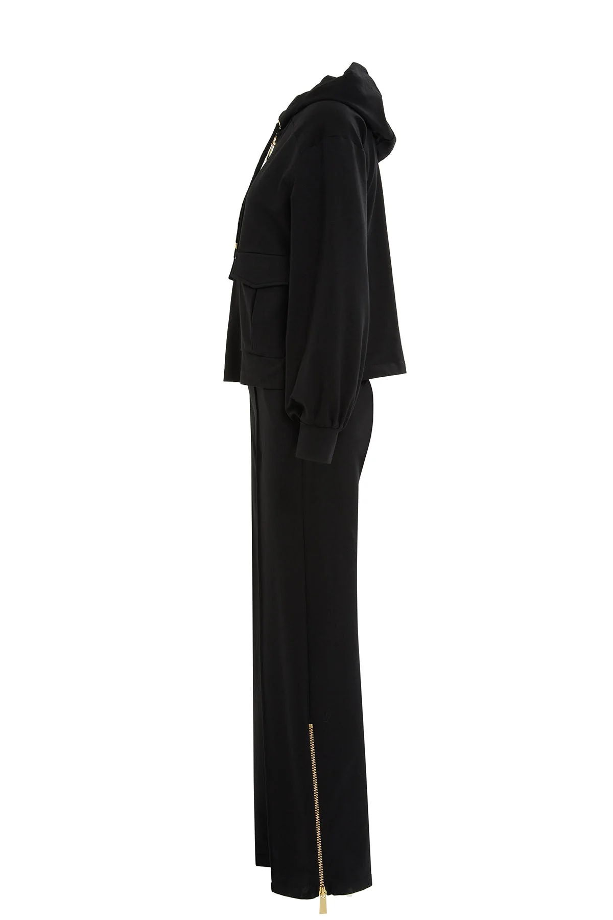 Black Hooded Cargo-Pocket Tracksuit - Image 2