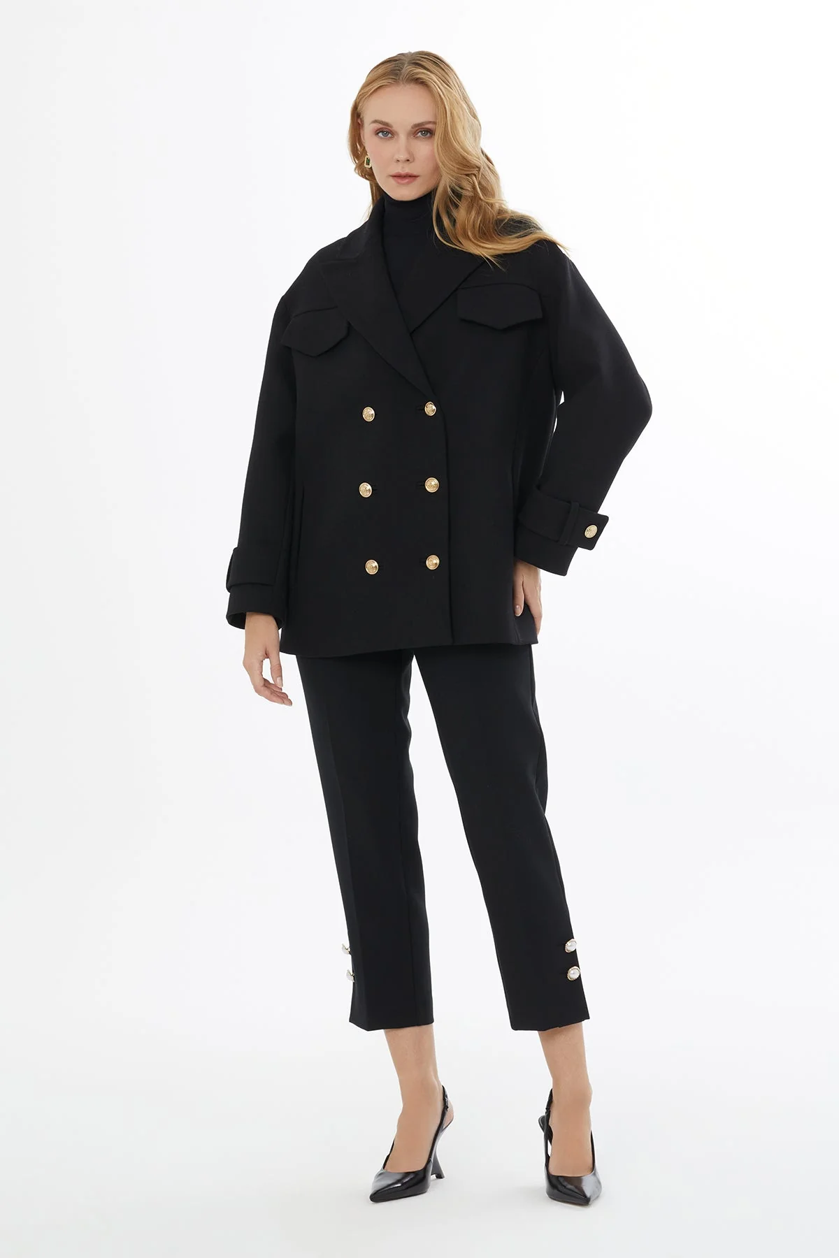 Black Jacket with Button Closure - Image 3