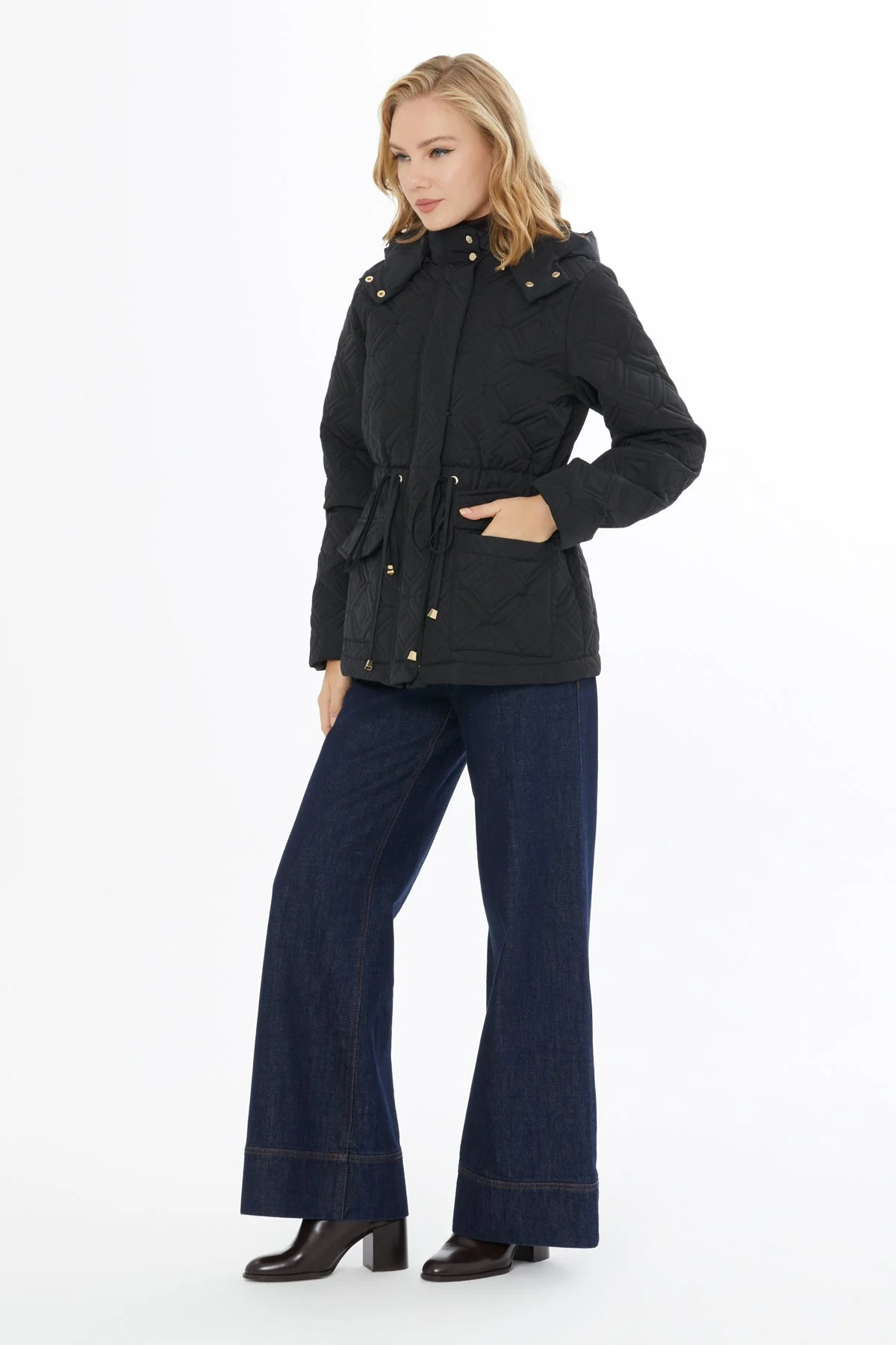 Black Jacket with Drawstring Waist - Image 3