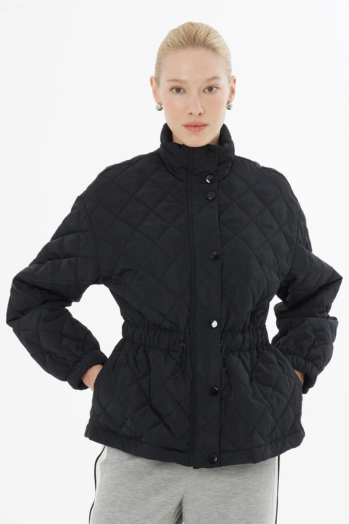 Black Jacket with Elasticated Waist - Image 2