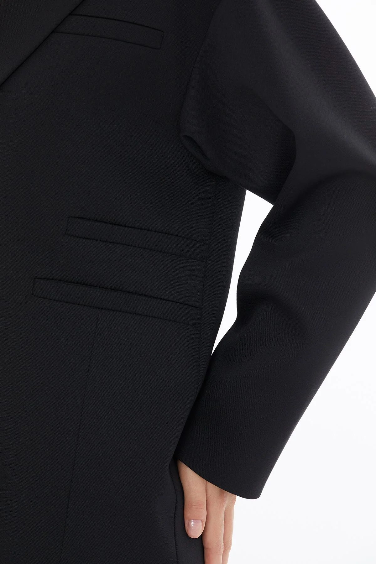 Black Jacket with Fillet Pocket Detail - Image 2