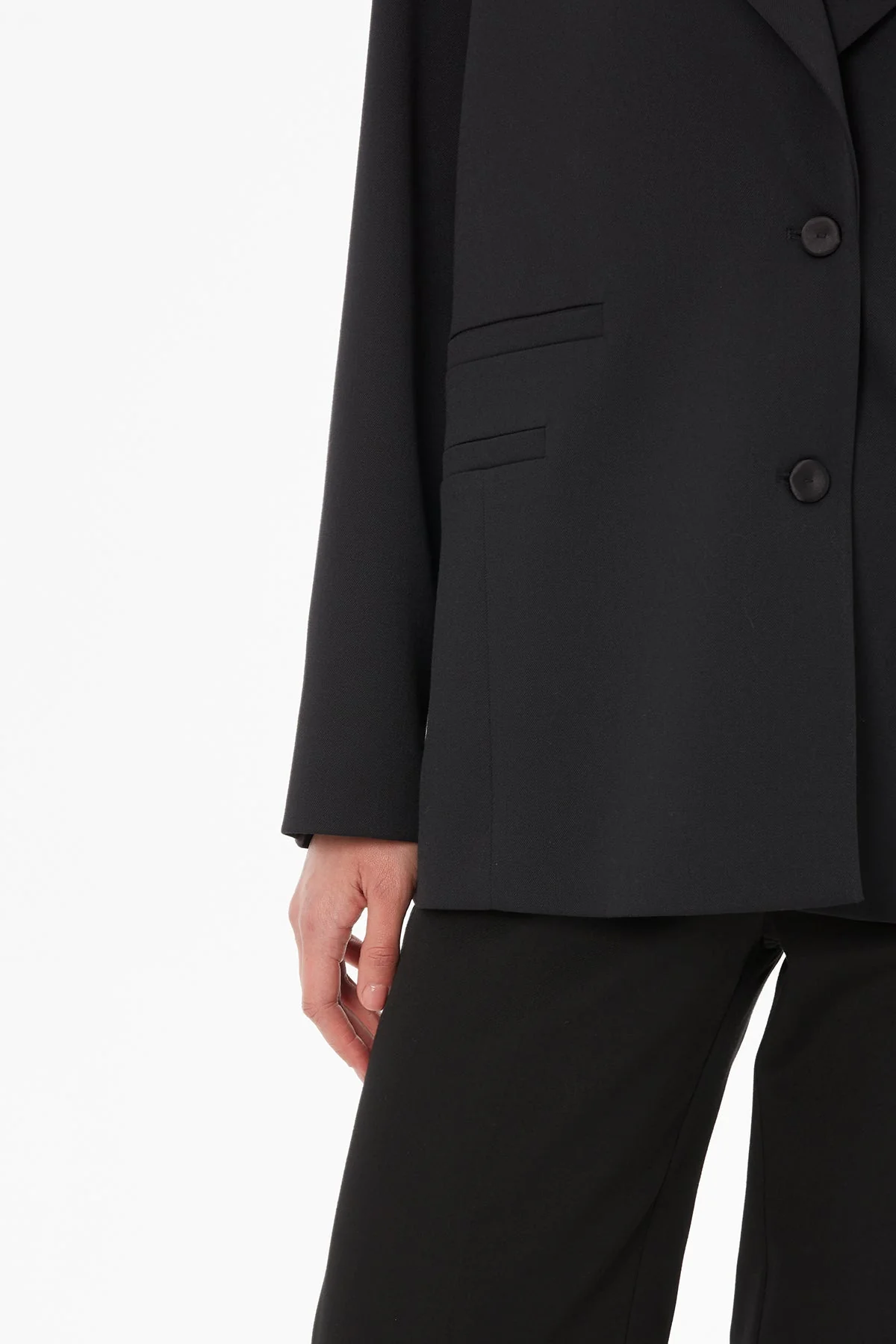 Black Jacket with Fillet Pocket Detail - Image 4