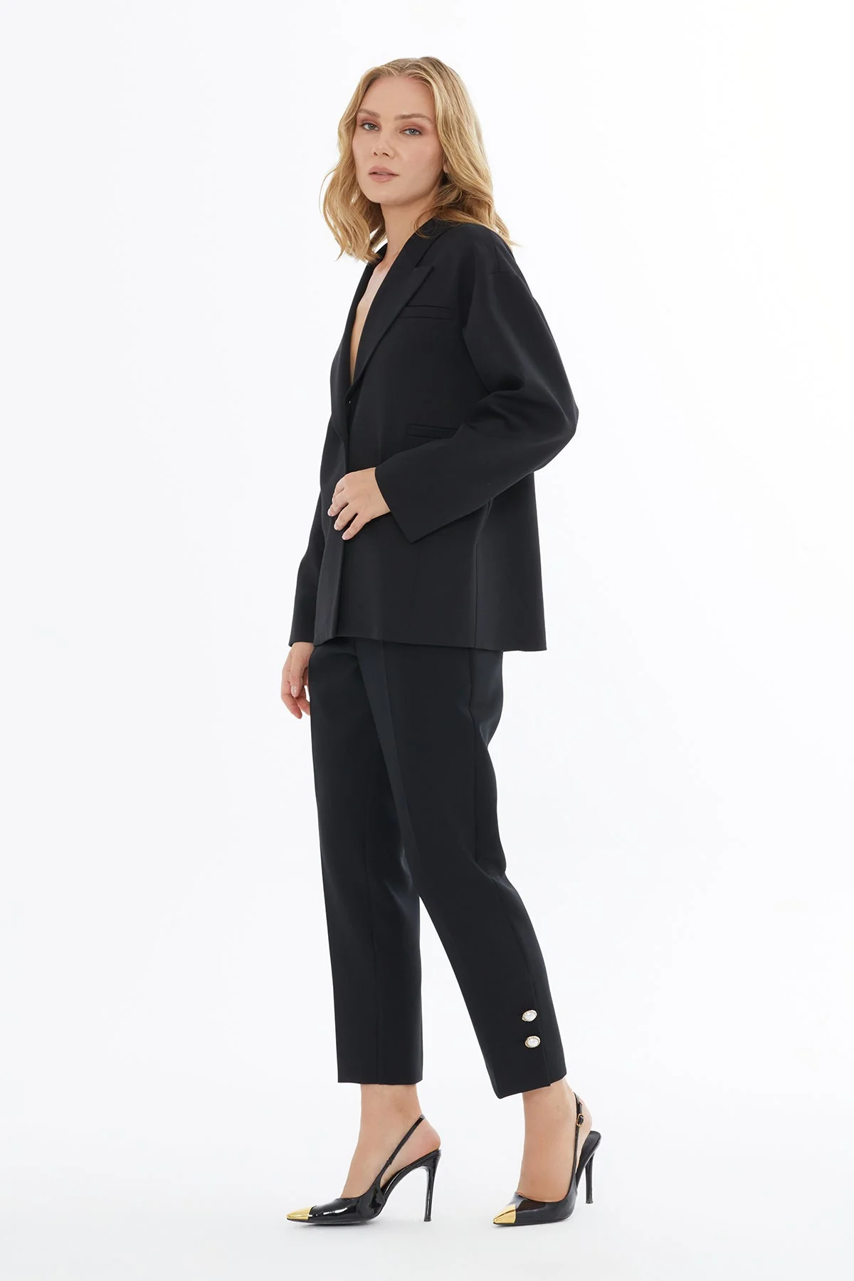 Black Jacket with Fillet Pocket Detail - Image 9