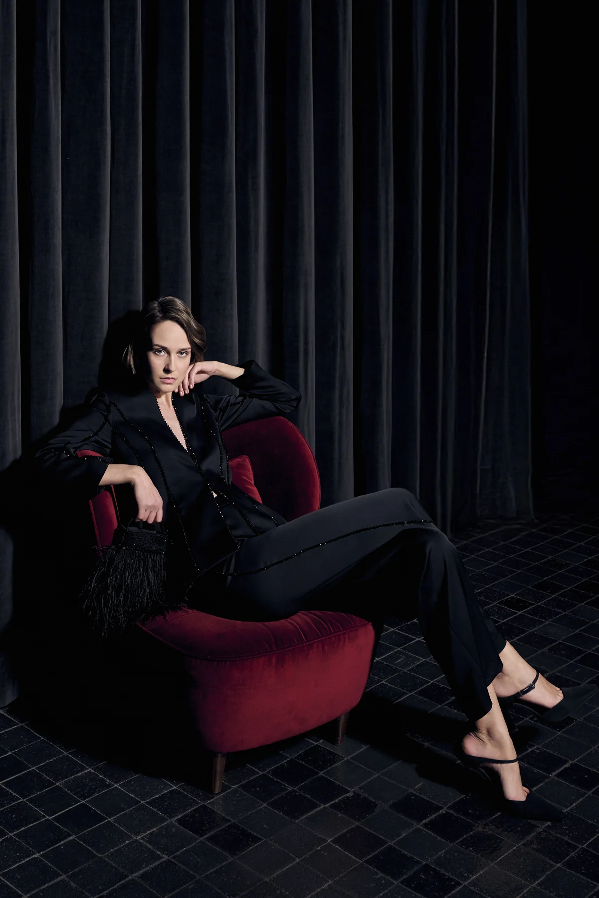 Black Jacket with Stripe Detail