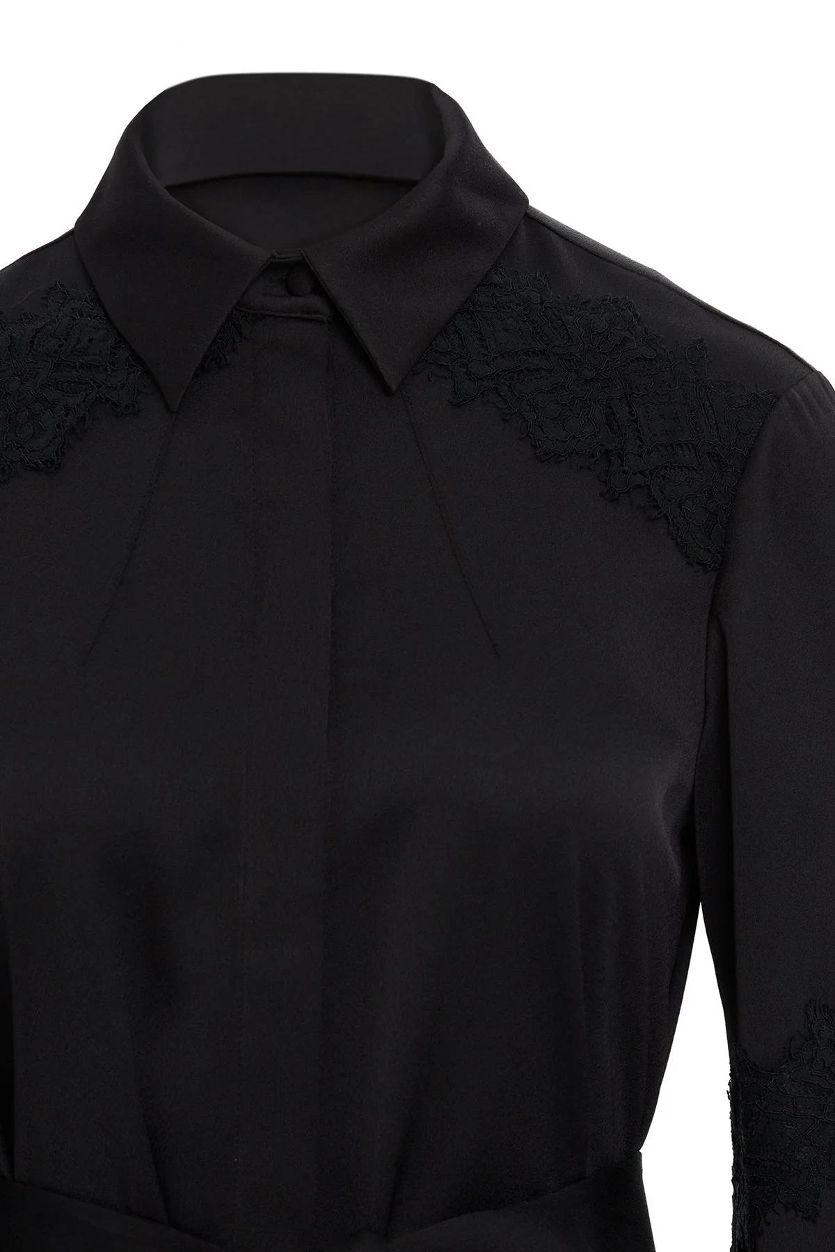 Black Lace Sash-Detail Midi Dress - Image 2