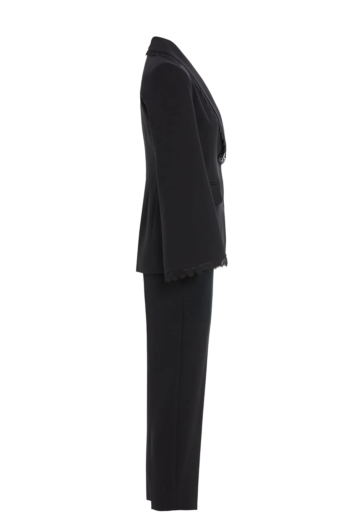 Black Lace Sleeve Jacket Pants Set - Image 3