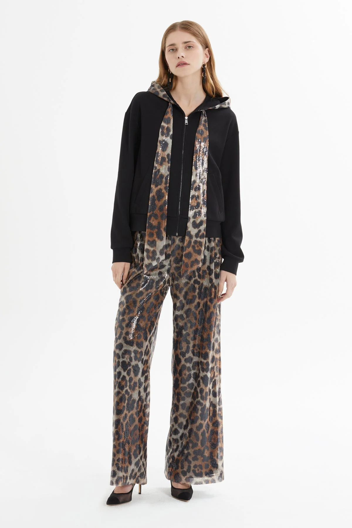 Black Leopard-Print Tracksuit