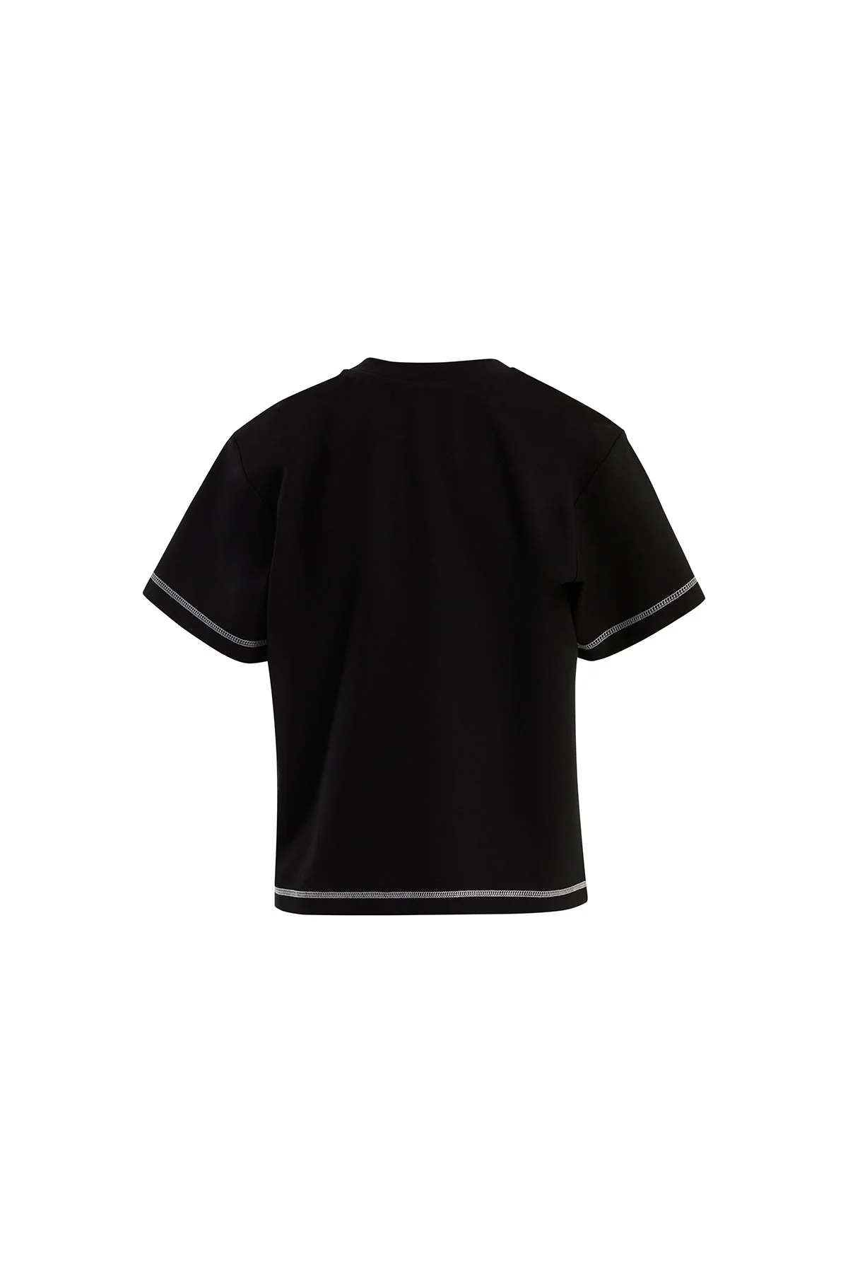 Black Logo Label Detailed Topstitched T-Shirt - Image 3