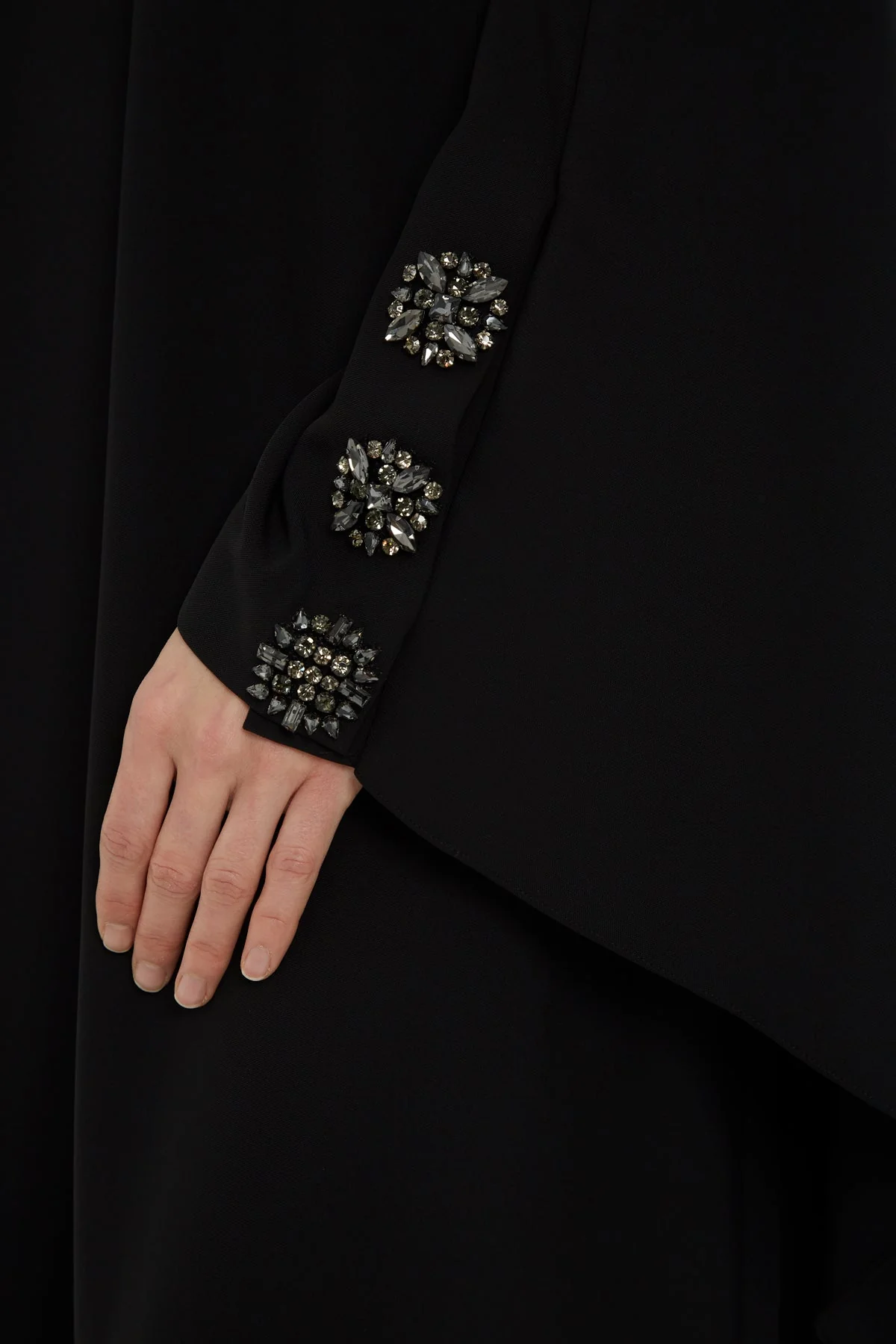 Black Long Dress with Cape Detail - Image 2